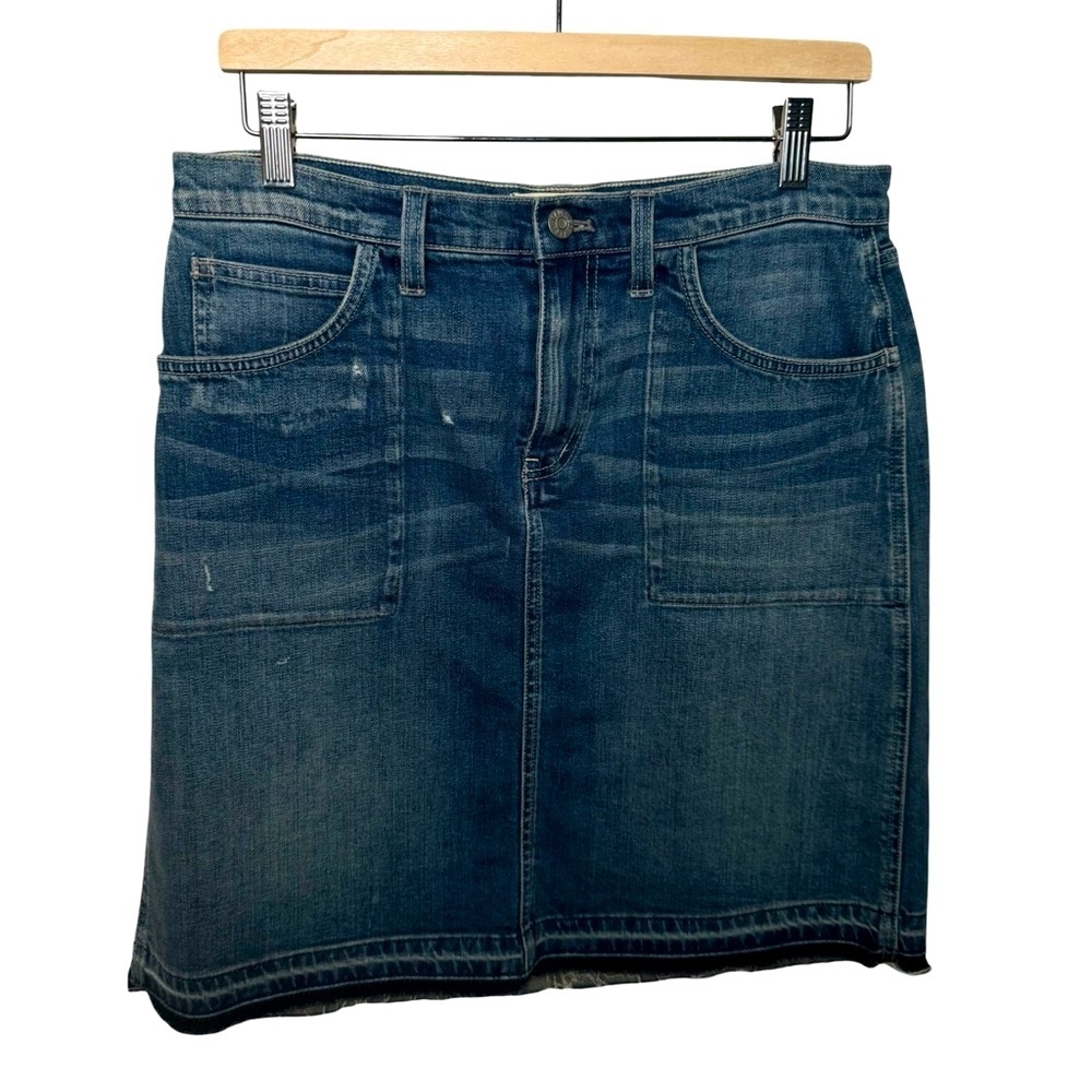 MADEWELL 5 pocket Denim Skirt Above Knee Raw Edge Hem